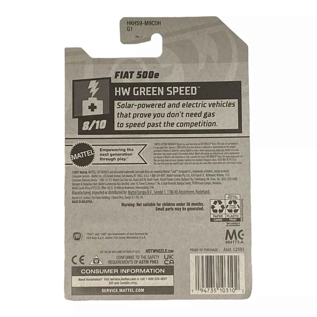 Hot Wheels Fiat 500e - Green Speed Series 8/10 Main Image