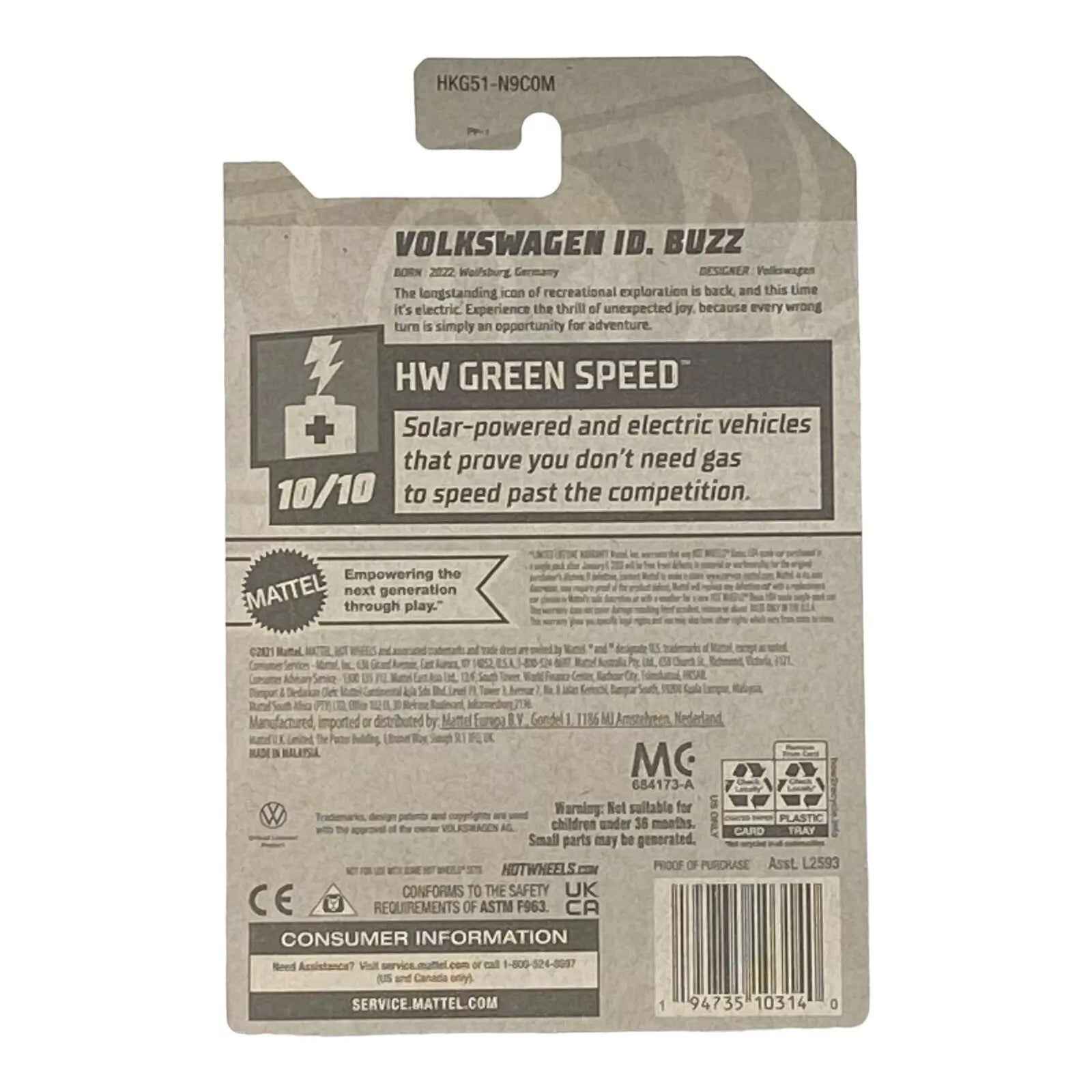 Hot Wheels Volkswagen ID. Buzz - Green Speed Series 10/10 -