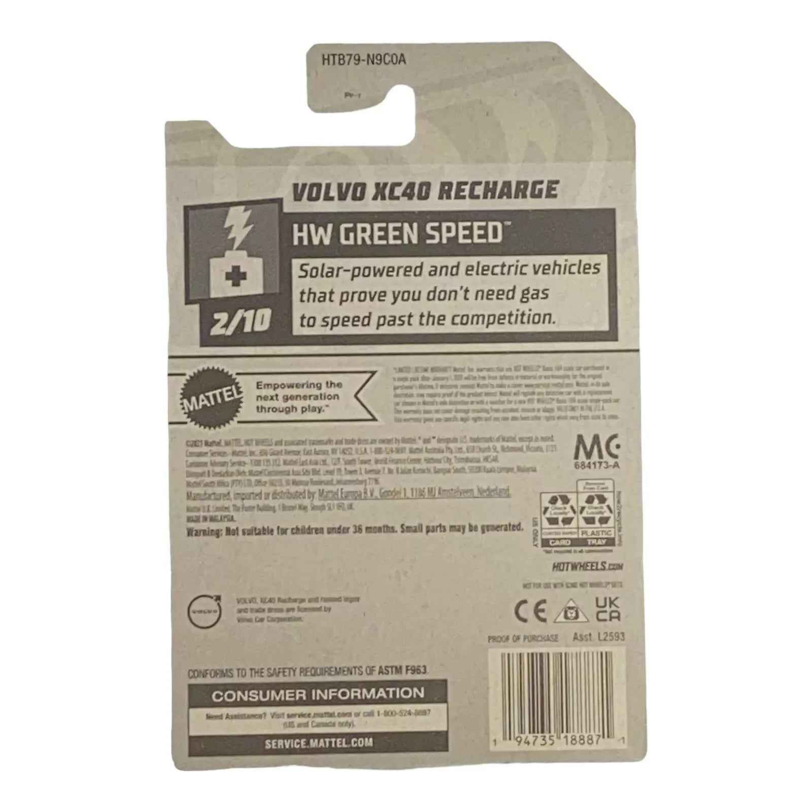 Hot Wheels Volvo XC40 Recharge - Green Speed Series 2/10 Secondary image