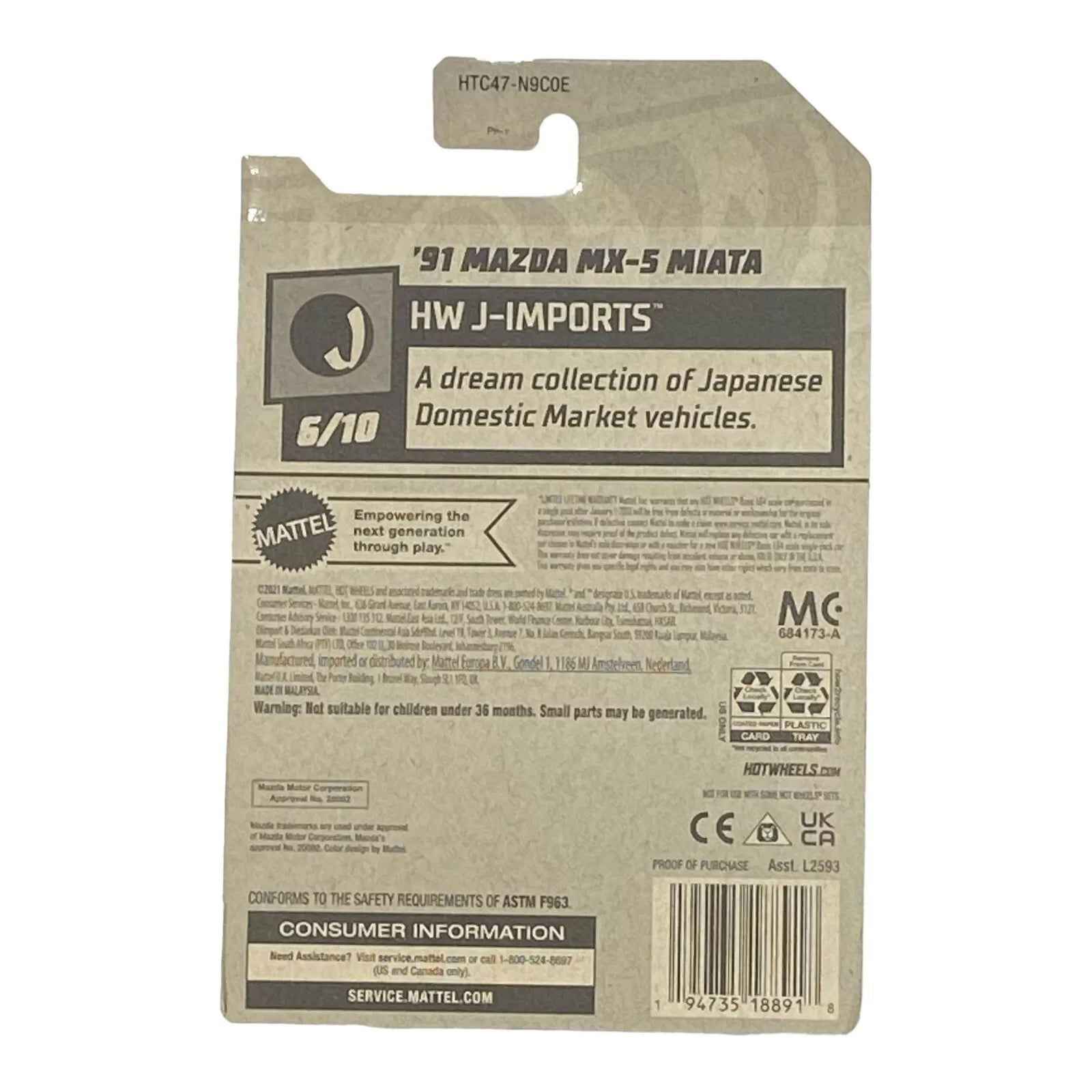Hot Wheels '91 Mazda MX-5 Miata - J-Imports Series 6/10