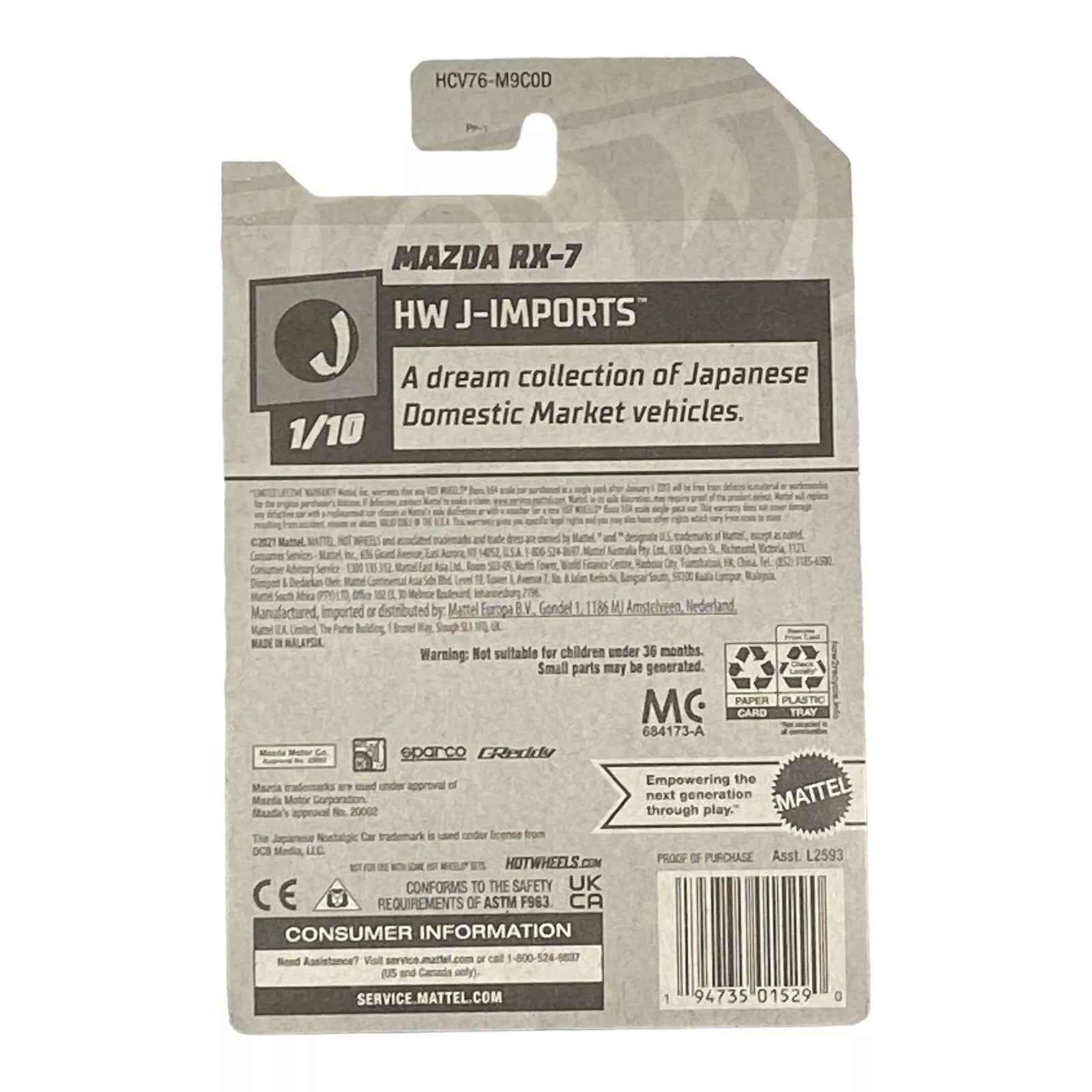 Hot Wheels Mazda RX-7 - J-Imports Series 1/10 -