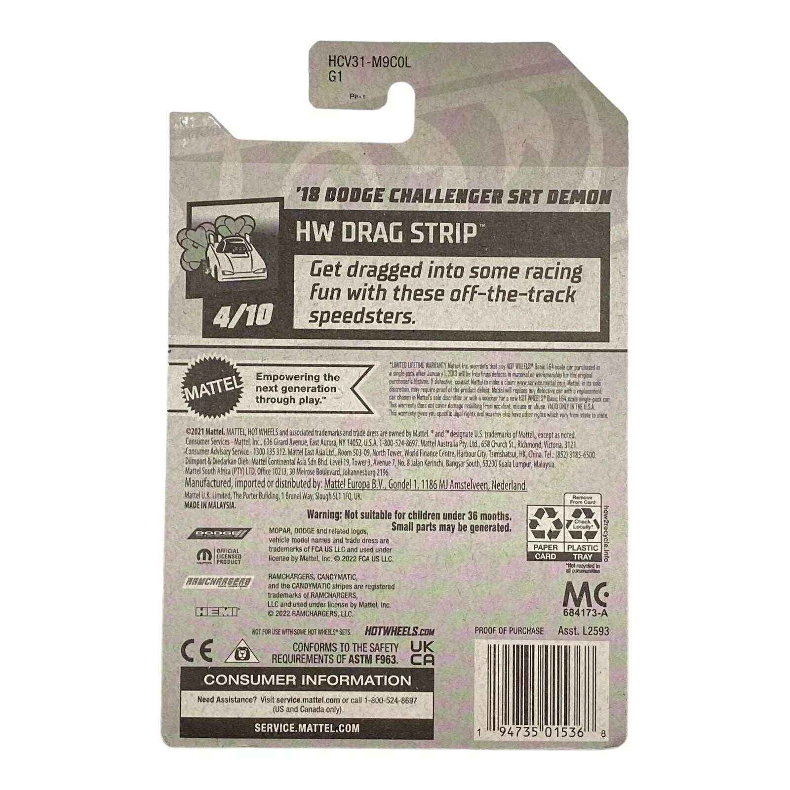 Hot Wheels '18 Dodge Challenger SRT Demon - Drag Strip Series 4/10