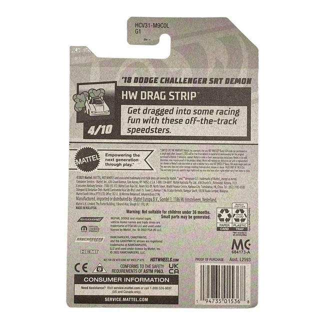 Hot Wheels '18 Dodge Challenger SRT Demon - Drag Strip Series 4/10 Main Image