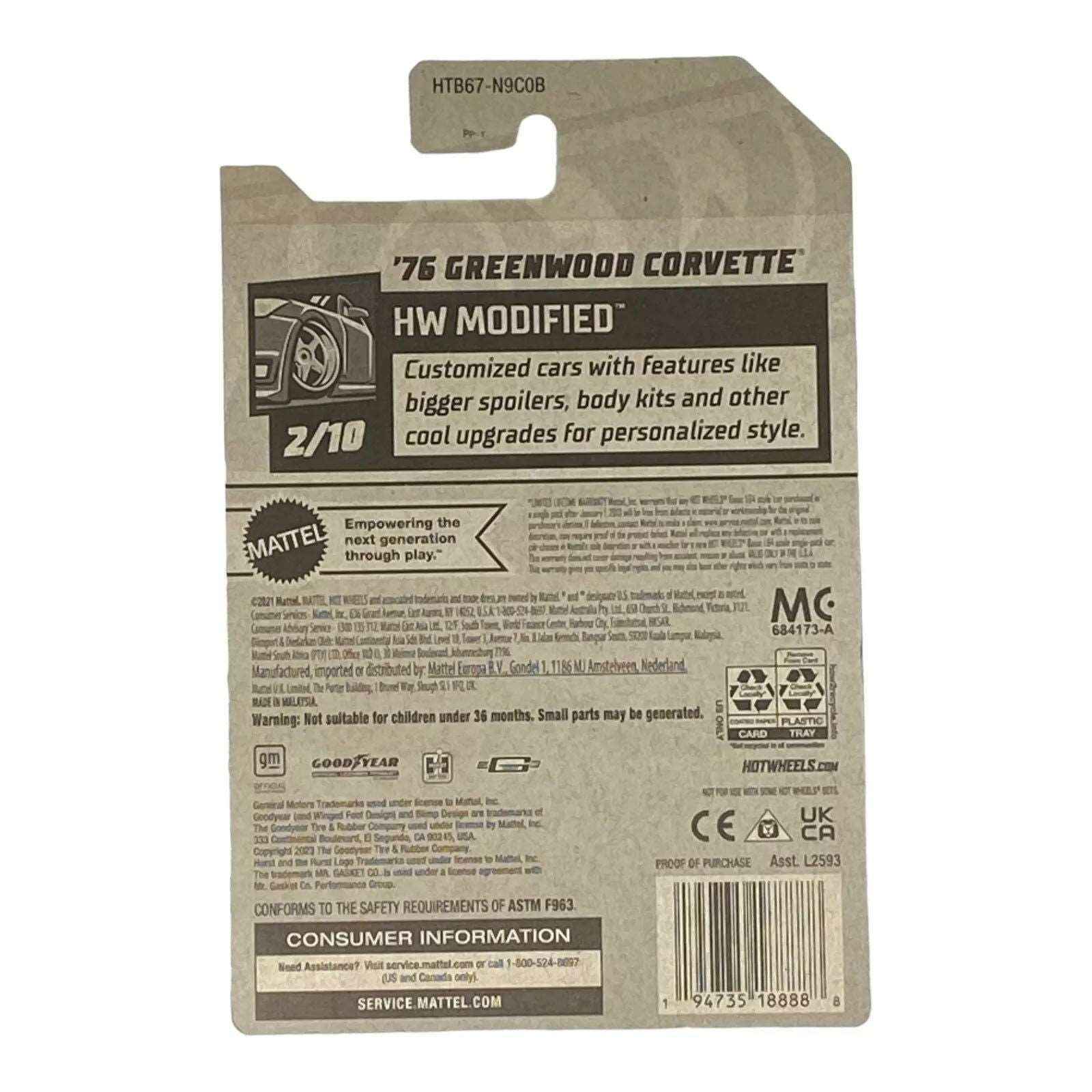 Hot Wheels '76 Greenwood Corvette - Modified Series 2/10 -