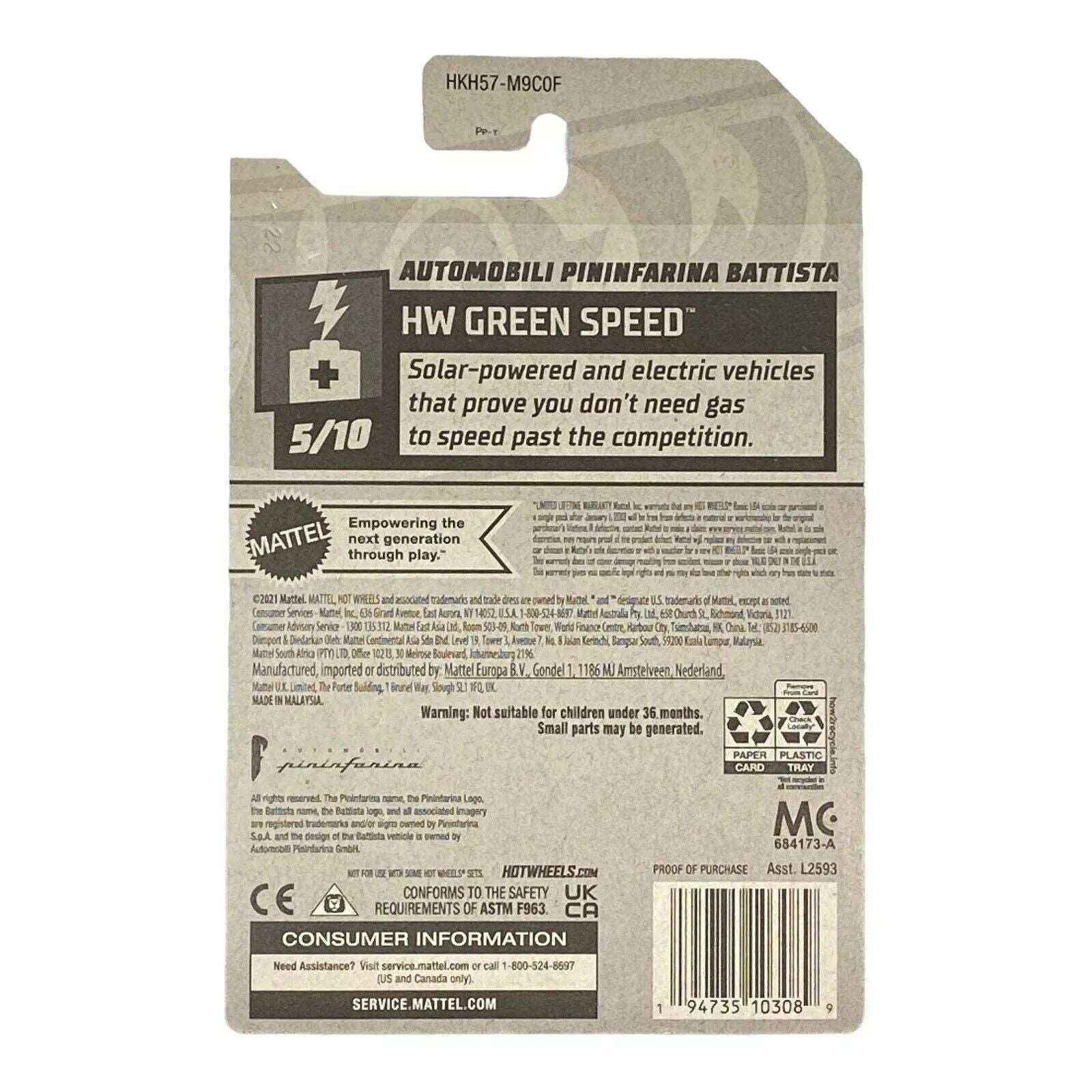 Hot Wheels Automobili Pininfarina Battista - Green Speed Series 5/10 -