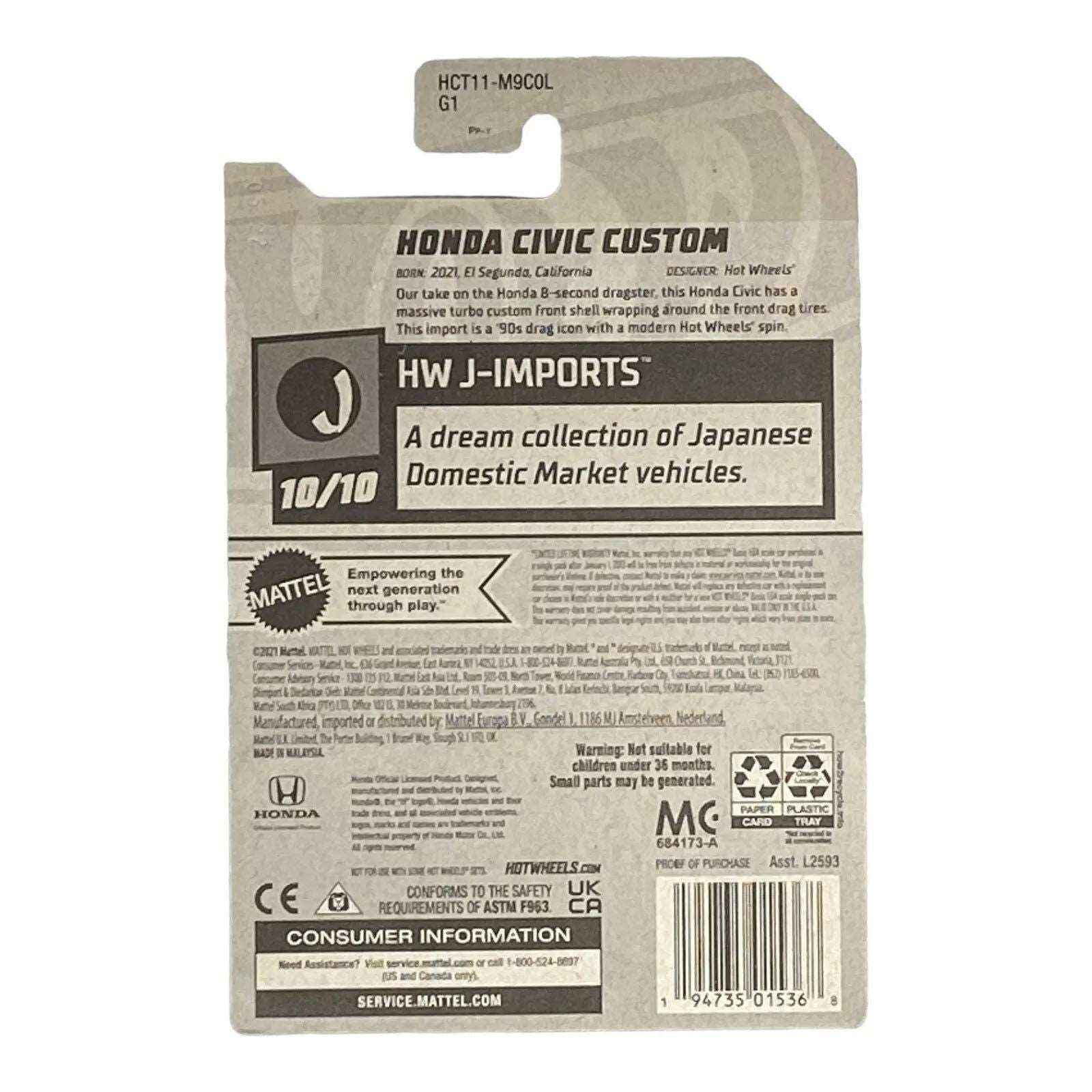 Hot Wheels Honda Civic Custom - J-Imports Series 10/10