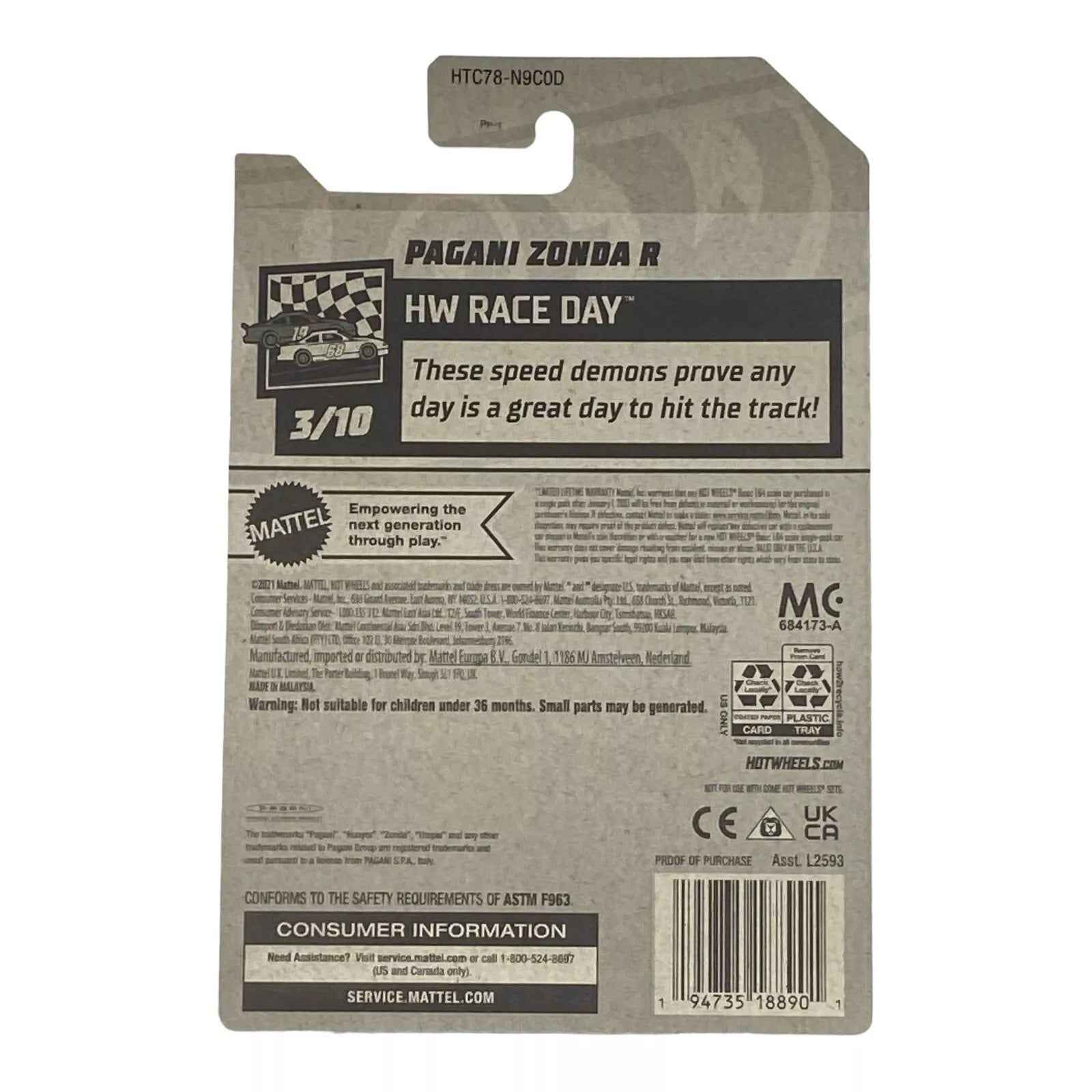 Hot Wheels Pagani Zonda R - Race Day Series 3/10 Secondary image