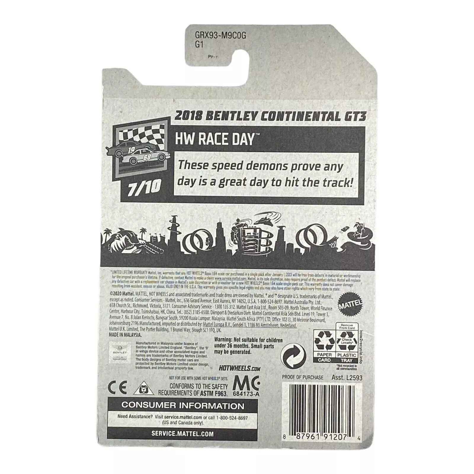 Hot Wheels 2018 Bentley Continental GT3 - Race Day Series 7/10