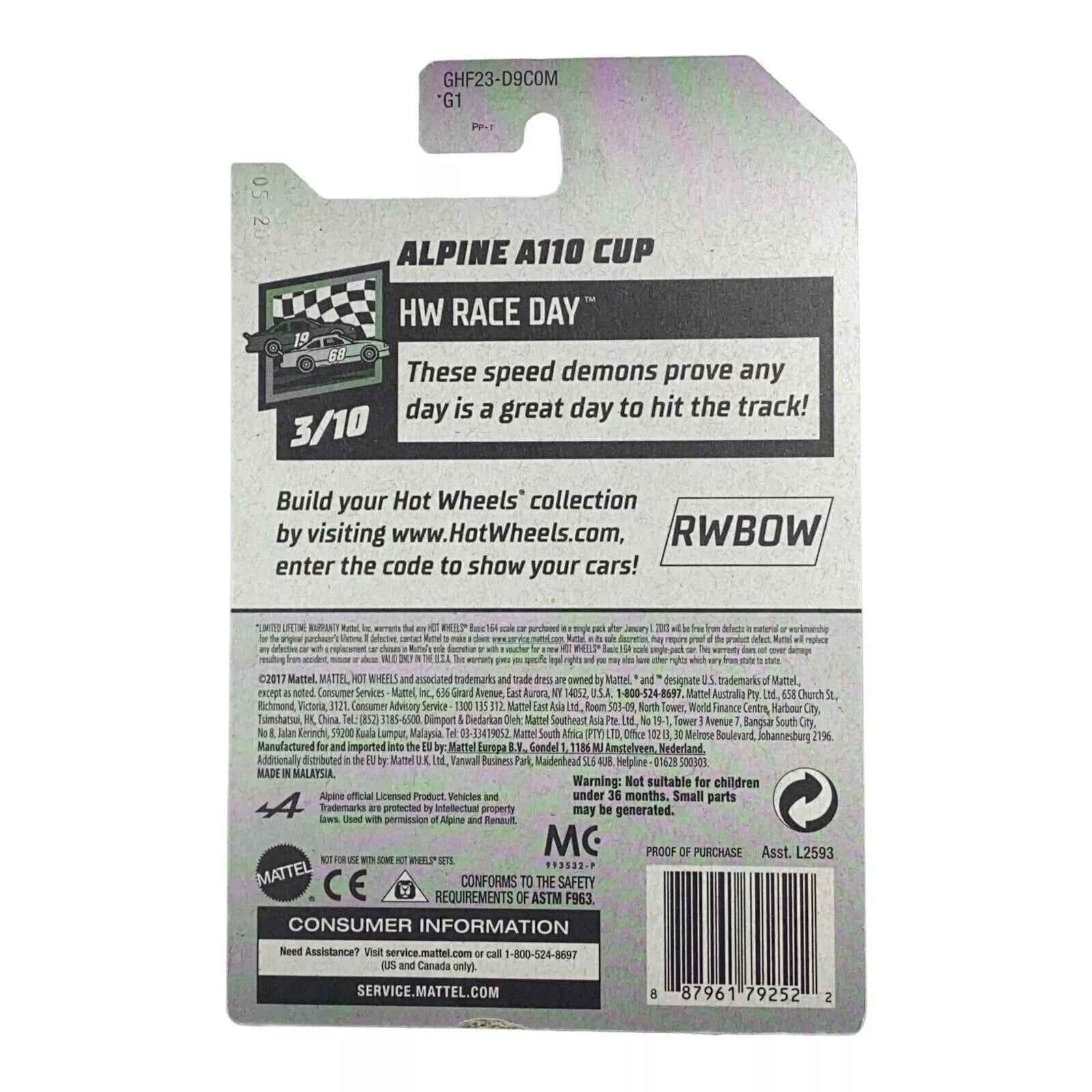 Hot Wheels Alpine A110 Cup - Race Day Series 3/10 Secondary image