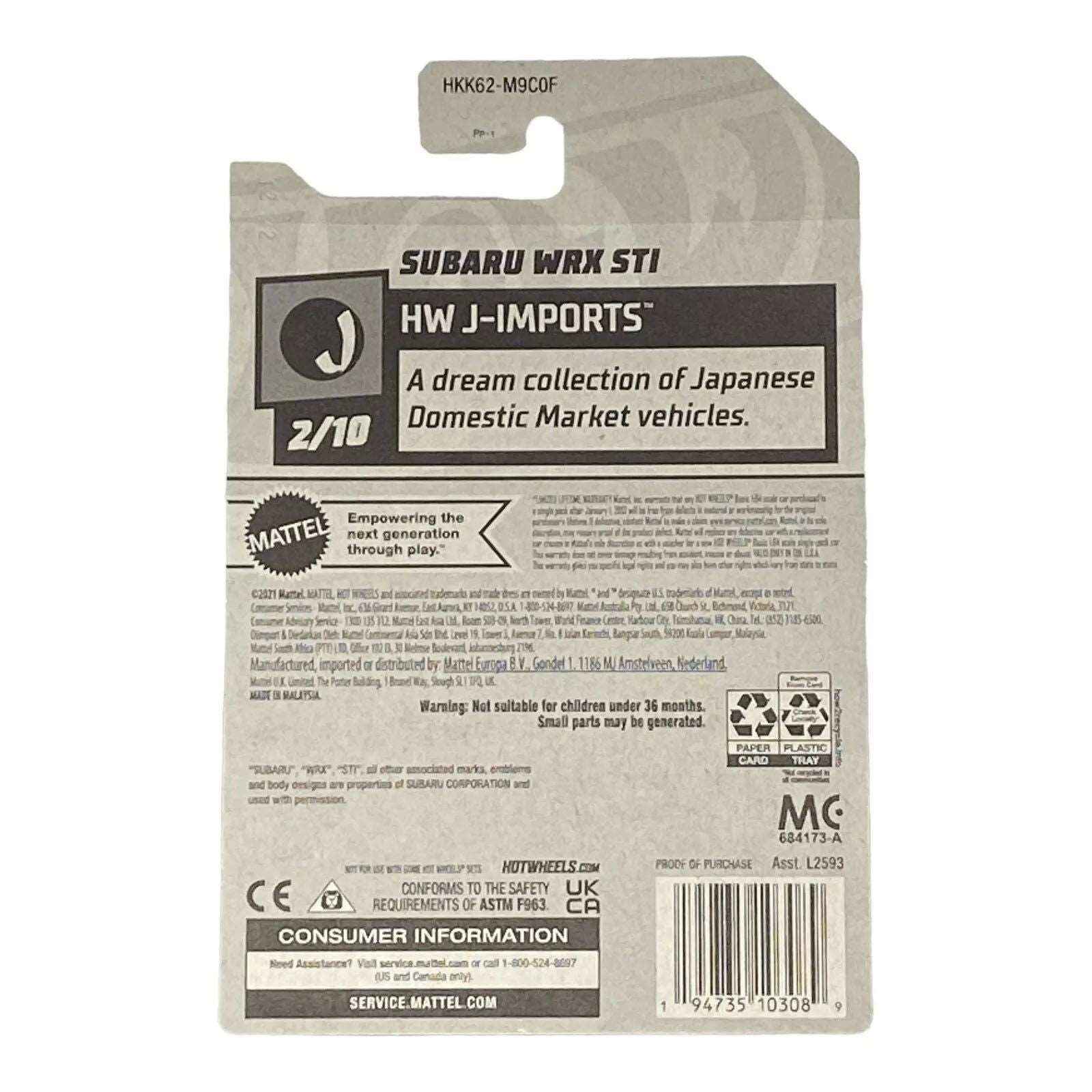 Hot Wheels Subaru WRX STI - J-Imports Series 2/10 -