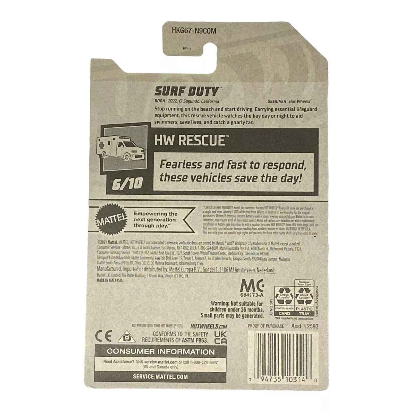 Hot Wheels Surf Duty - Rescue Series 6/10 -