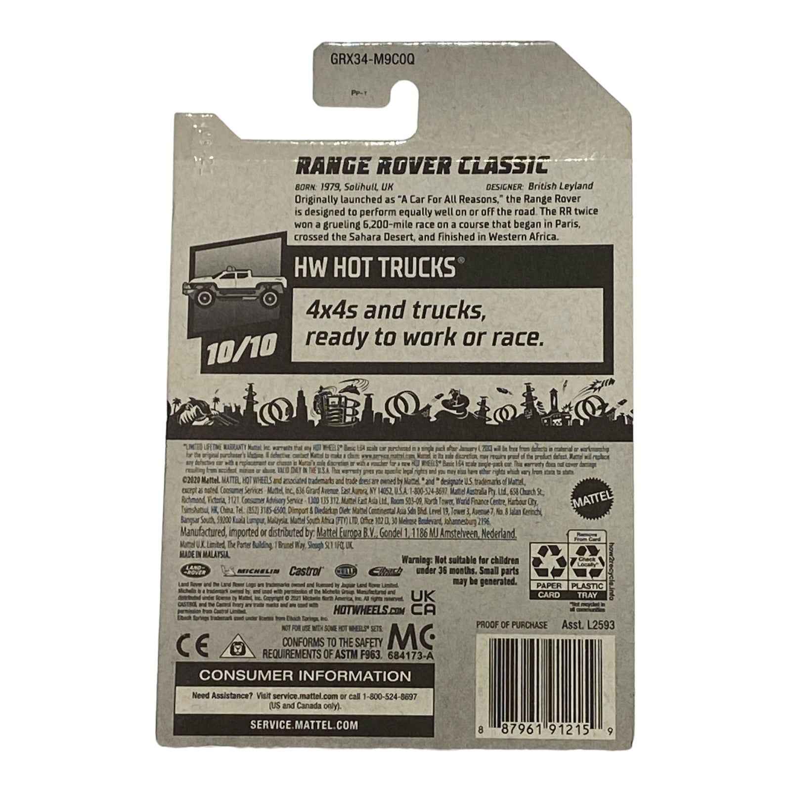 Hot Wheels Range Rover Classic - Hot Trucks Series 10/10 Secondary image