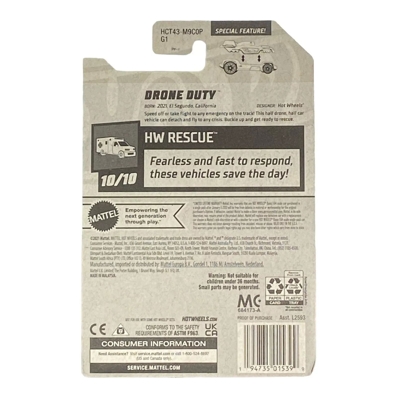 Hot Wheels Drone Duty - Rescue Series 10/10 - Collectors World Toys