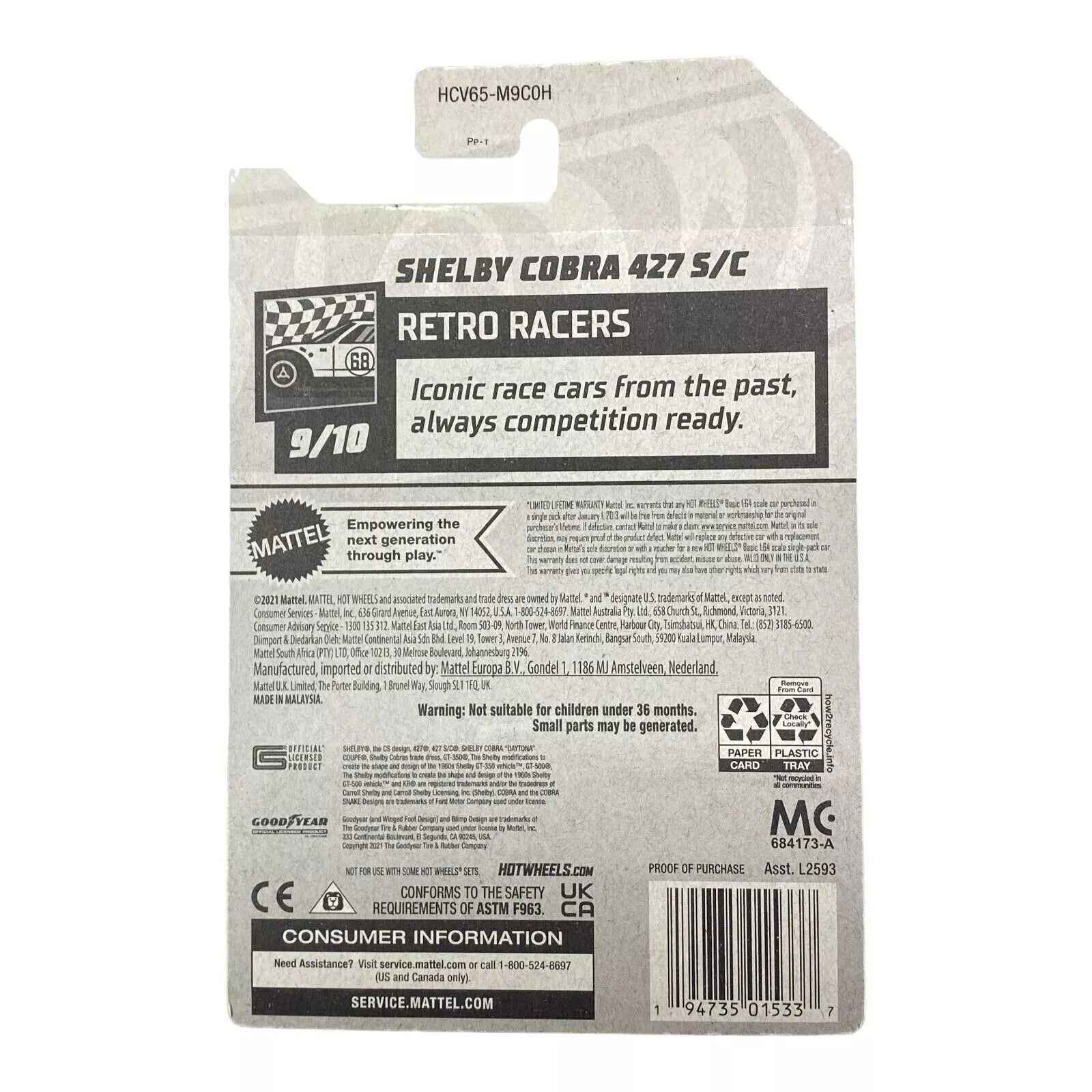 Hot Wheels Shelby Cobra 427 S/C - Retro Racers Series 9/10 -