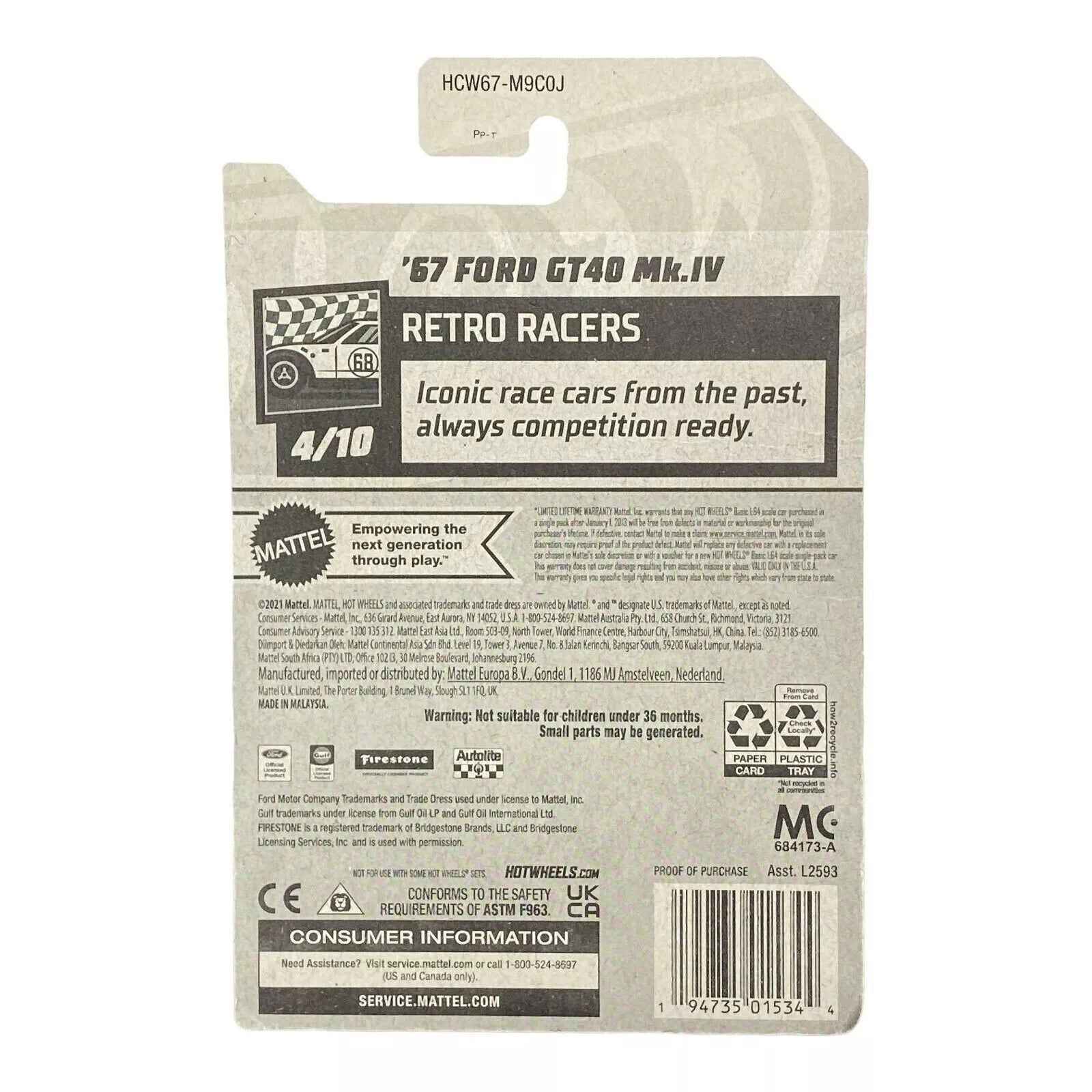 Hot Wheels '67 Ford GT40 Mk.IV - Retro Racers Series 4/10