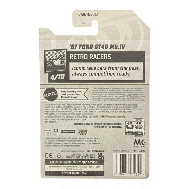 Hot Wheels '67 Ford GT40 Mk.IV - Retro Racers Series 4/10 Main Image