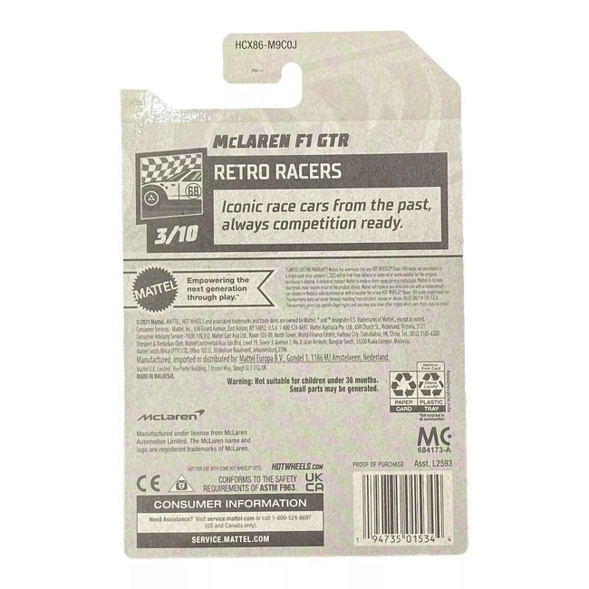 Hot Wheels McLaren F1 GTR - Retro Racers Series 3/10 Main Image