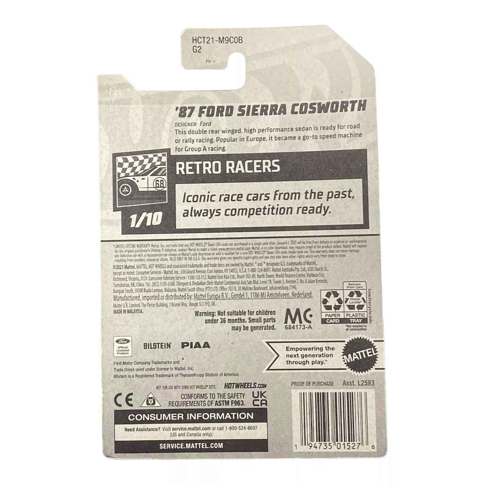 Hot Wheels '87 Ford Sierra Cosworth - Retro Racers Series 1/10 -