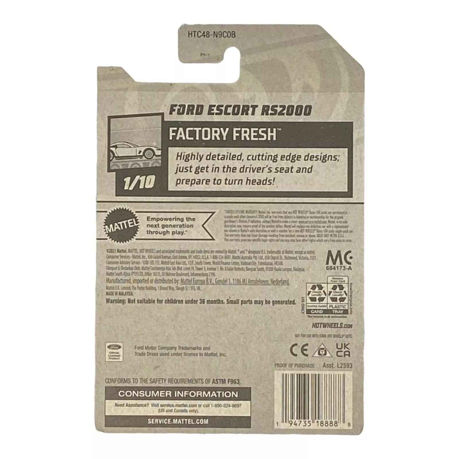 Hot Wheels Ford Escort RS2000 - Factory Fresh Series 1/10 -