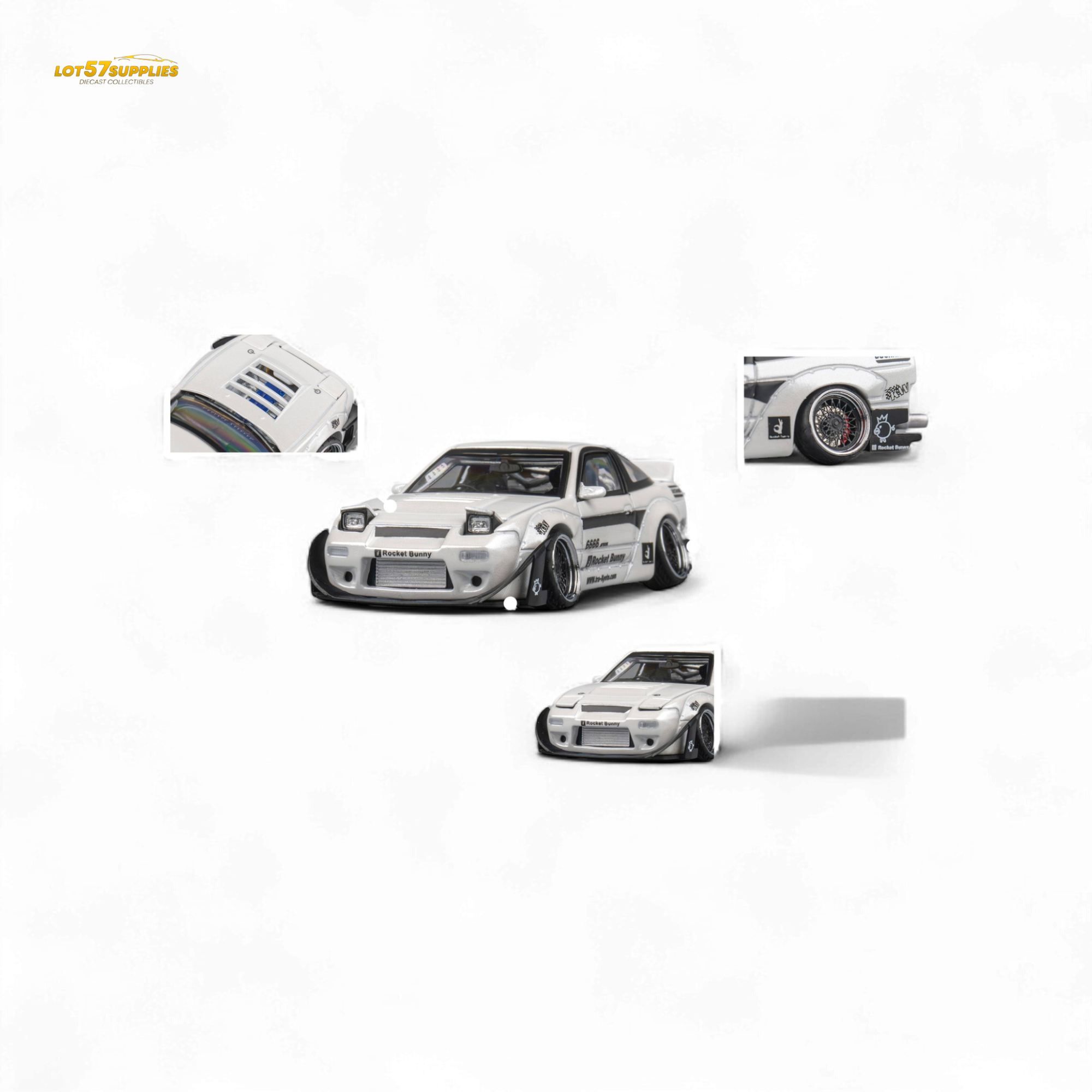 MicroTurbo Custom 180SX - Pandem Rocket Bunny White 1:64 - Collectors World Toys