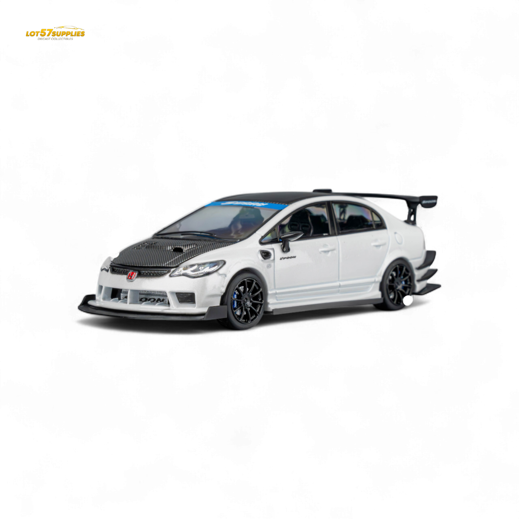 (Pre-Order) Microturbo Honda Civic Type R FD2 Spoon Sports - Metallic White 1:64 - Collectors World Toys