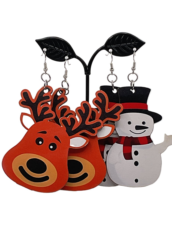 Wooden Christmas Earrings