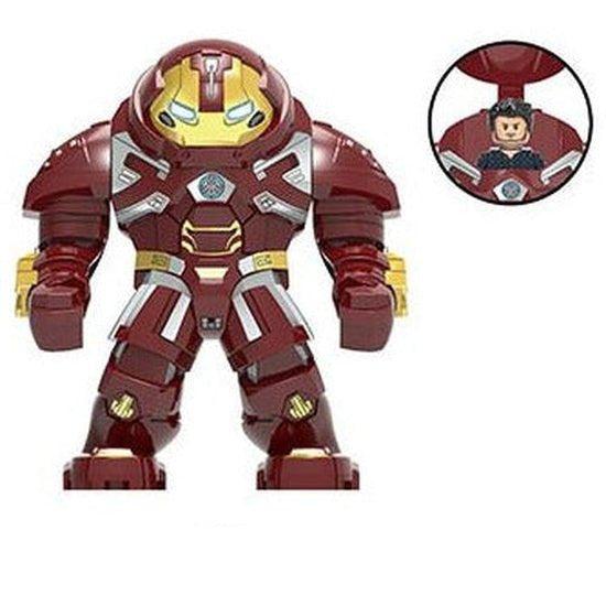 Crimson Titan Mech Suit Custom Minifigure – Heavy Armor Buster with Gold Detailing - Collectors World Toys