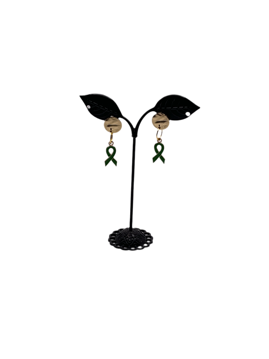 Green ribbon earrings