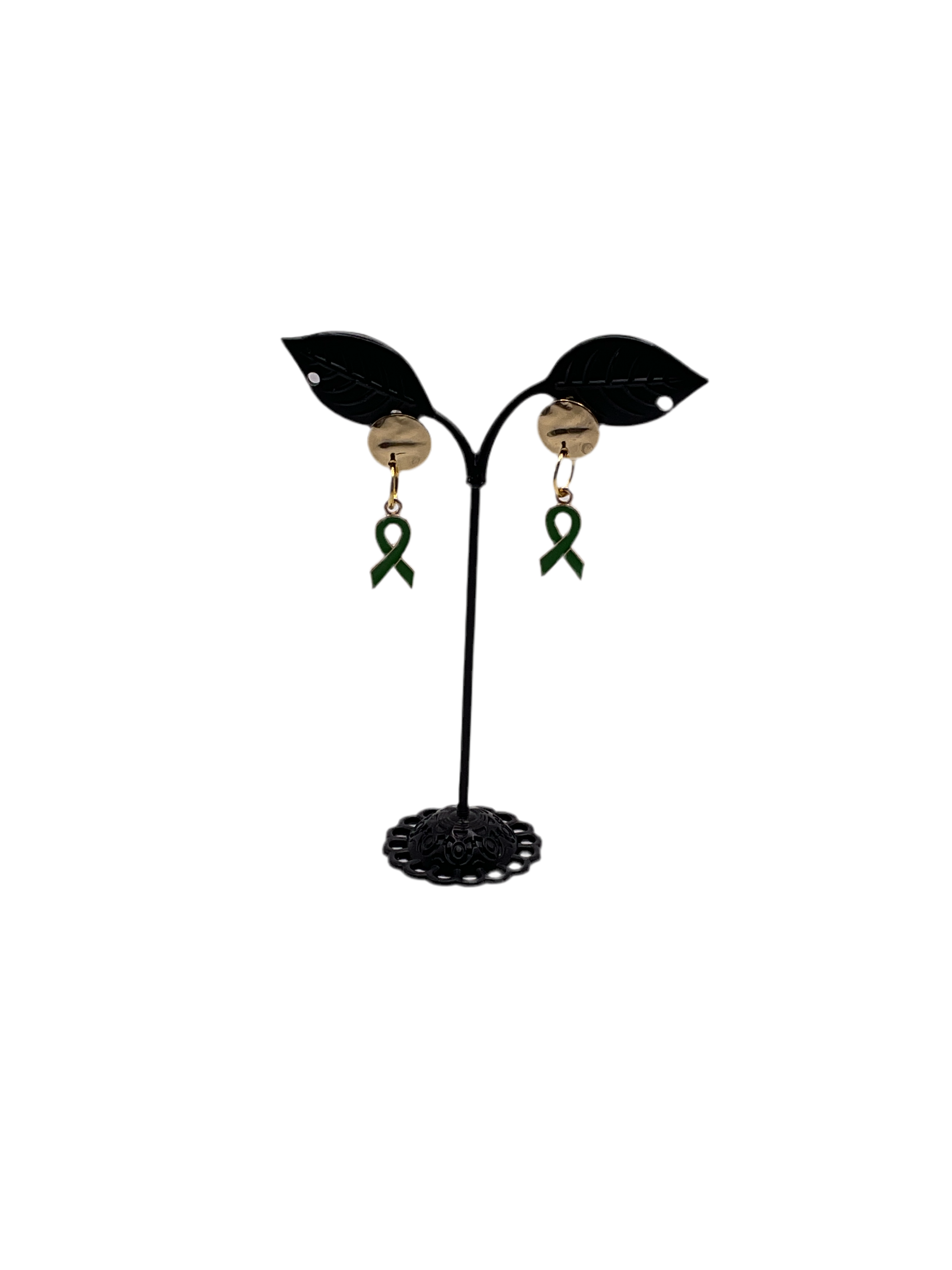 Green ribbon earrings