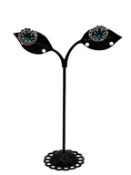 silver aquamarine clear halo earrings