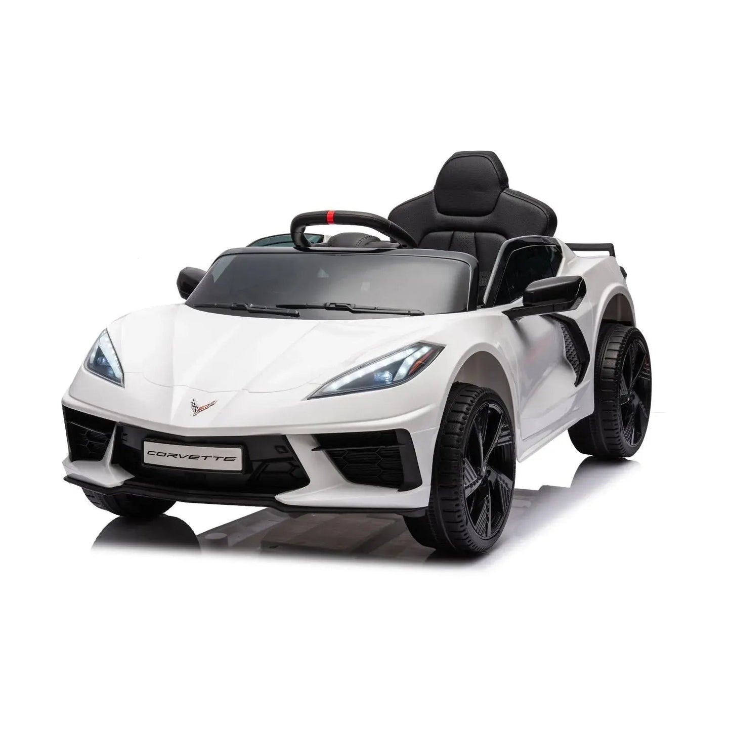 12V Chevrolet Corvette C8 Stingray 1-Seater Kids Ride-On Car White