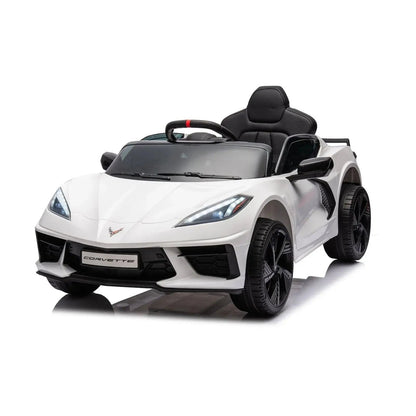 12V Chevrolet Corvette C8 Stingray 1-Seater Kids Ride-On Car White