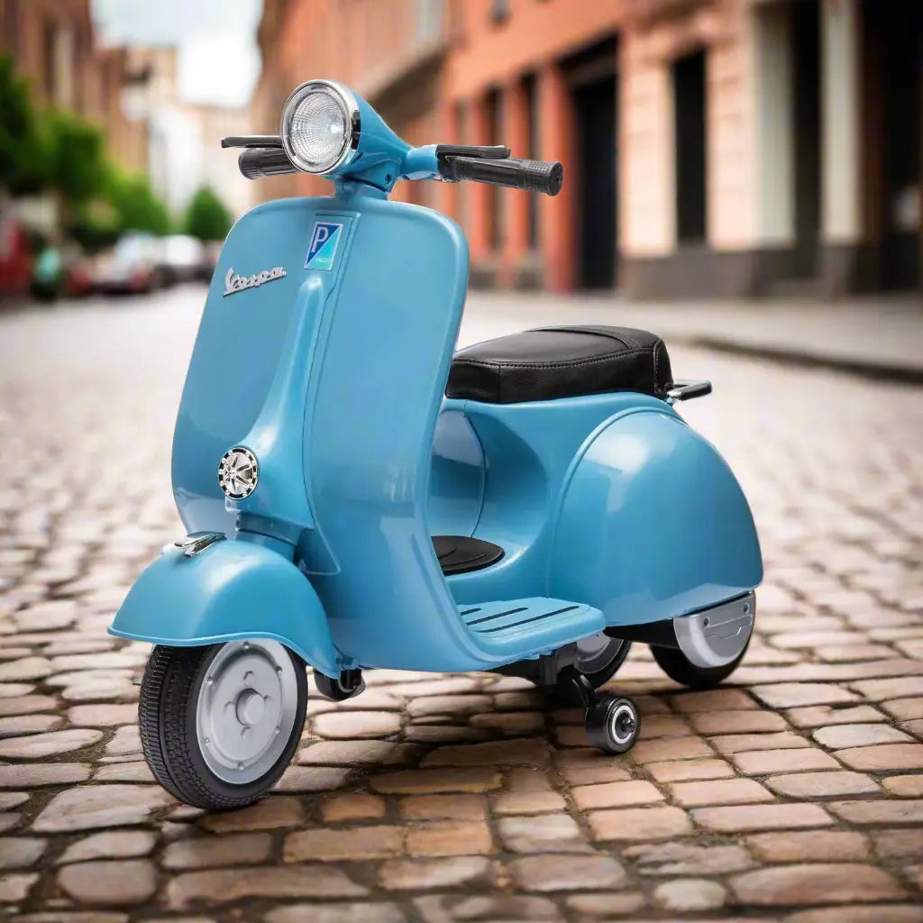 12V Kids' Vespa Electric Ride-On Scooter Blue
