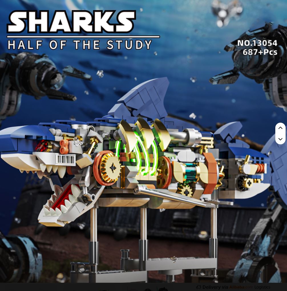 13054 Mechanical Shark Building Blocks 696PCS
