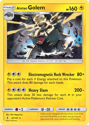 Alolan Golem 042/145 - SM  Guardians Rising Holofoil