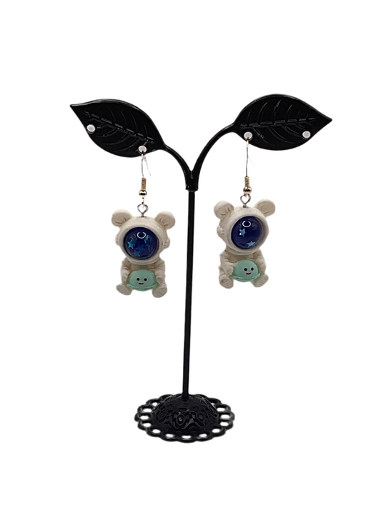 Bear astronaut earrings