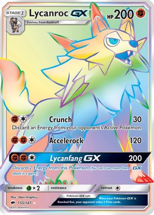 Lycanroc GX (Secret) 155/147 - SM  Burning Shadows Holofoil
