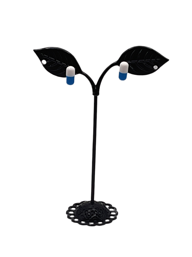 Blue and White Pill earrings Hover Image