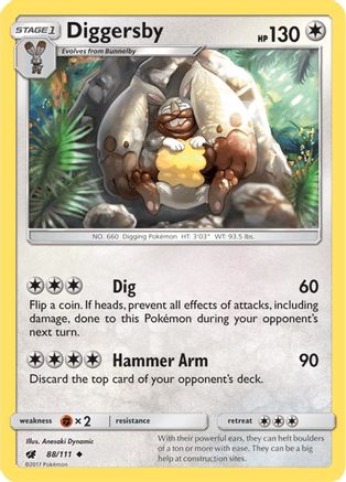 Diggersby 088/111 - SM  Crimson Invasion Reverse Holofoil