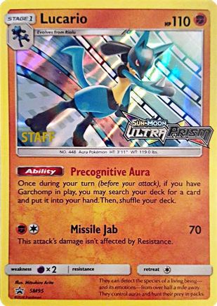 Lucario (Prerelease) [Staff] SM95 - SM Promos Holofoil