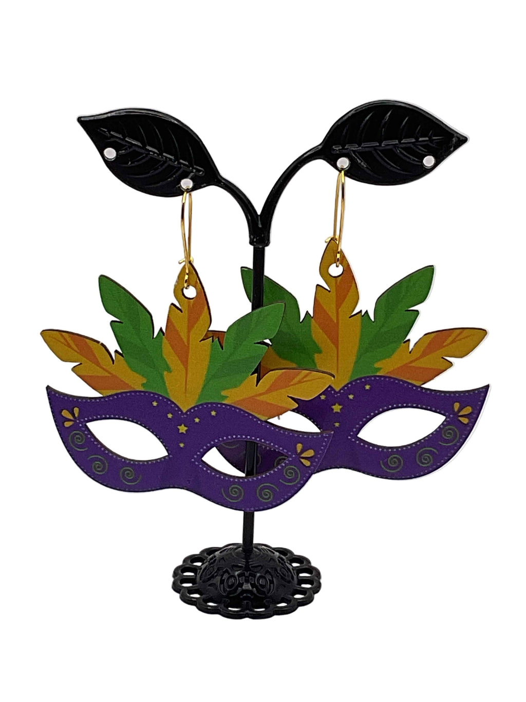 Mardi Gras Wooden Earrings