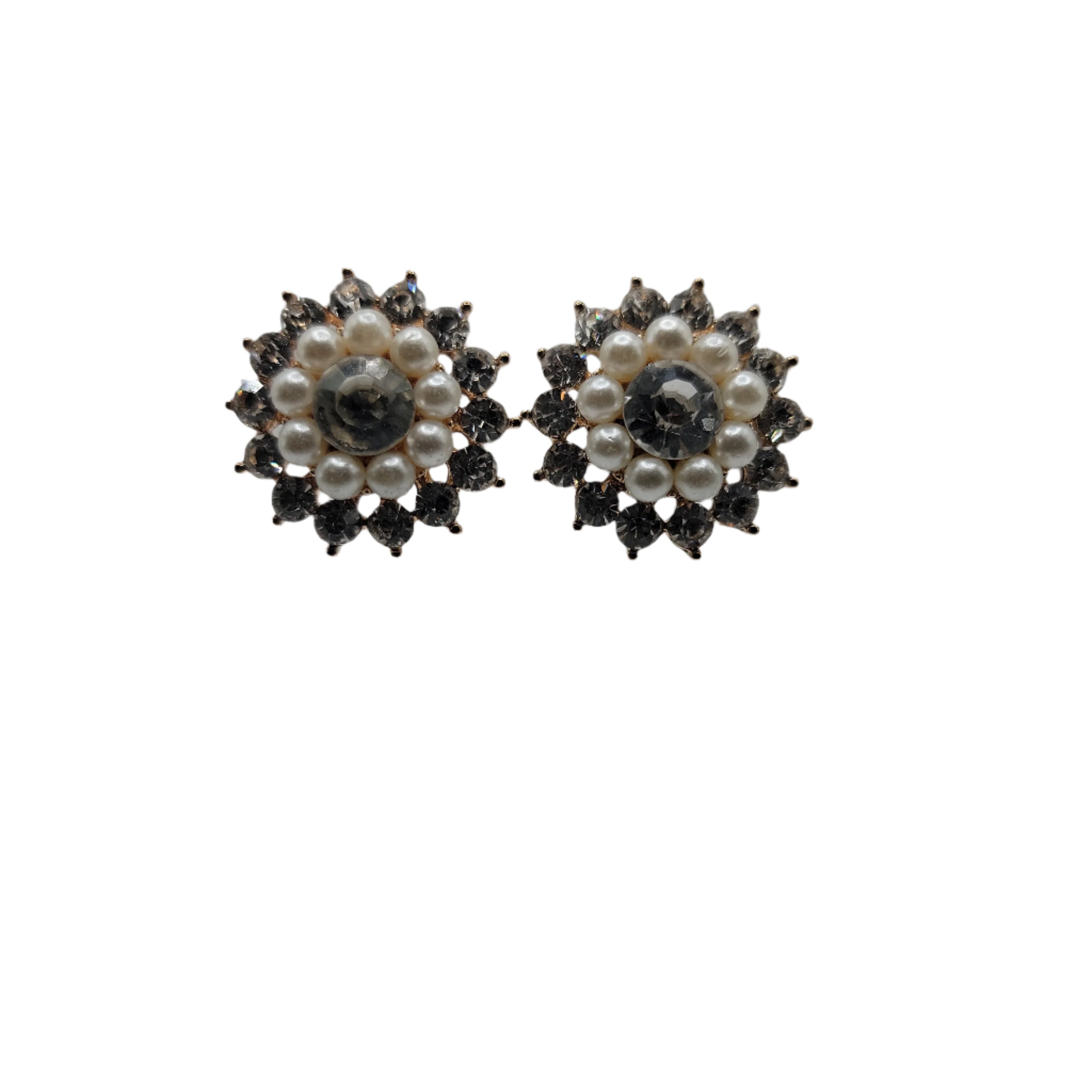 Crystal and Pearl Post Earrings Main image