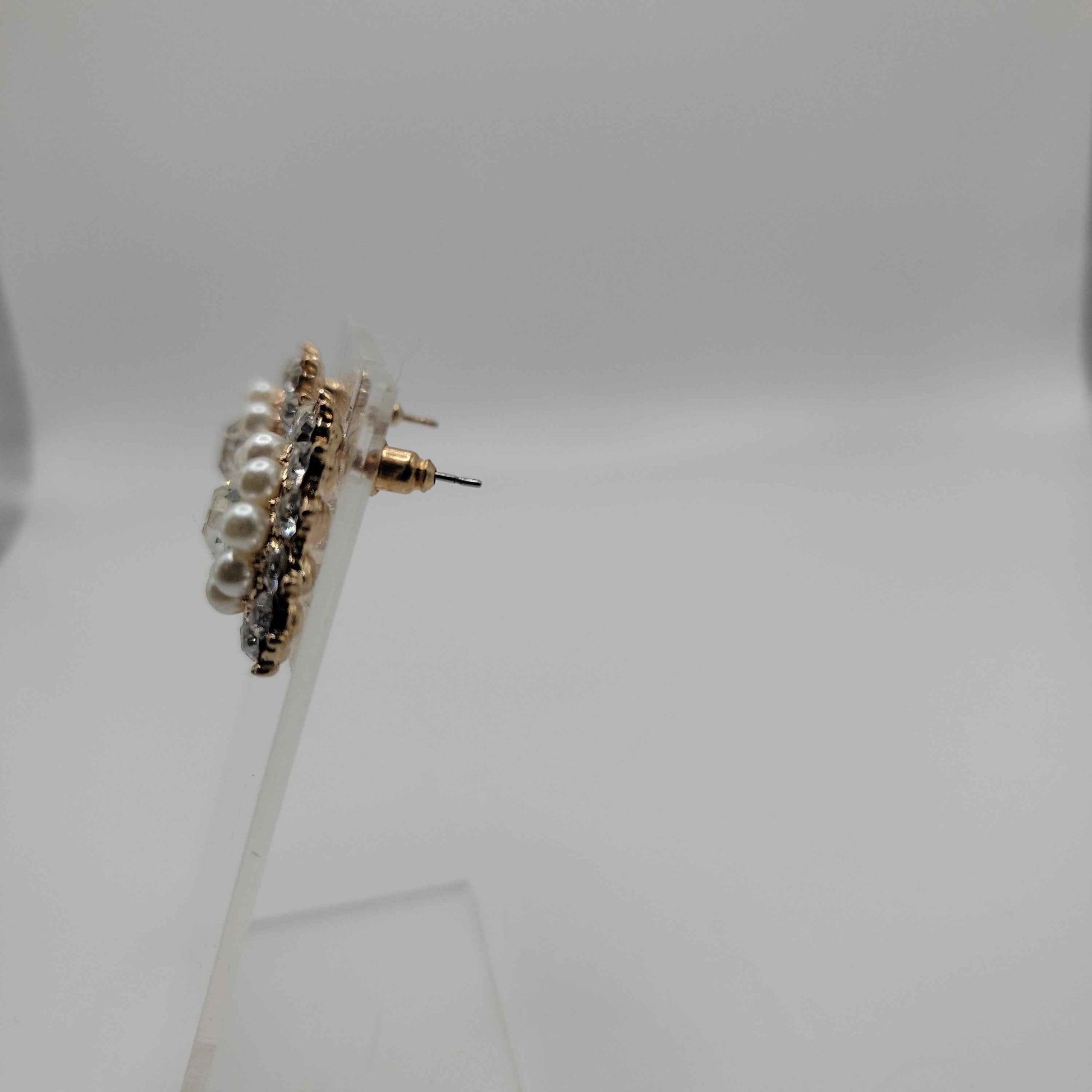 Crystal and Pearl Post Earrings