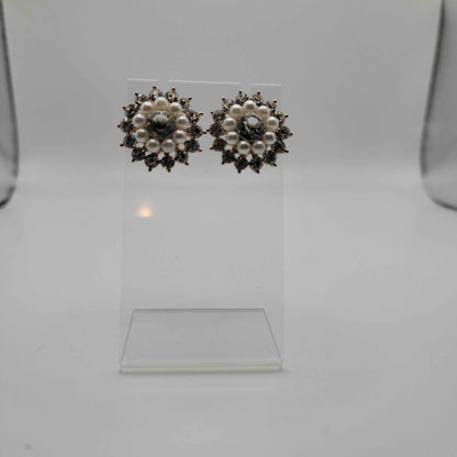 Crystal and Pearl Post Earrings