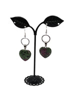 Green And Purple Heart Earrings