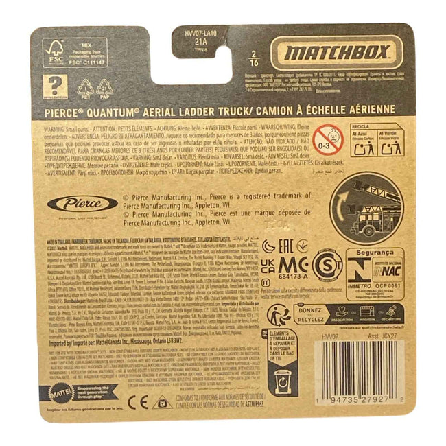 Matchbox Pierce Quantum Aerial Ladder Truck - Working Rigs 2/16 Main Image