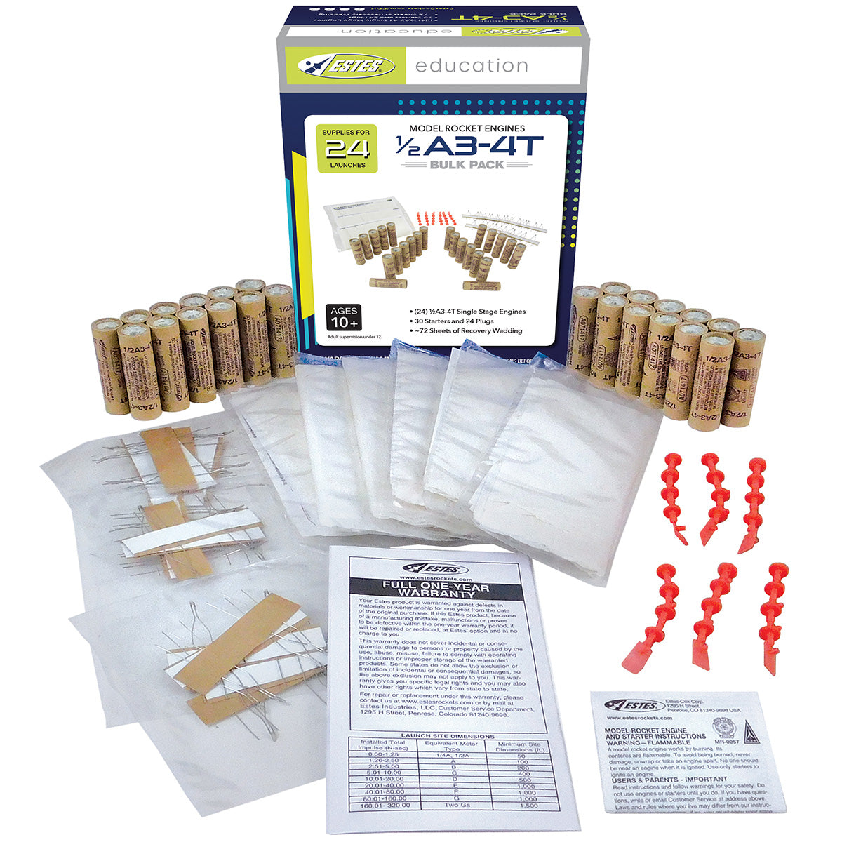 1/2A3-4T Model Rocket Engines, Bulk Pack (24pk)