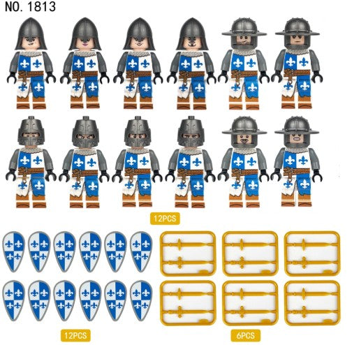 12-Piece Medieval Blue Soldier Army Set Main image