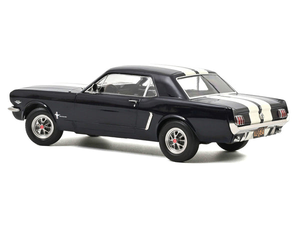 Norev - 1965 Ford Mustang Hardtop Coupe Nightmist Blue Metallic with White Stripes 1/18 Diecast Model Car by Norev