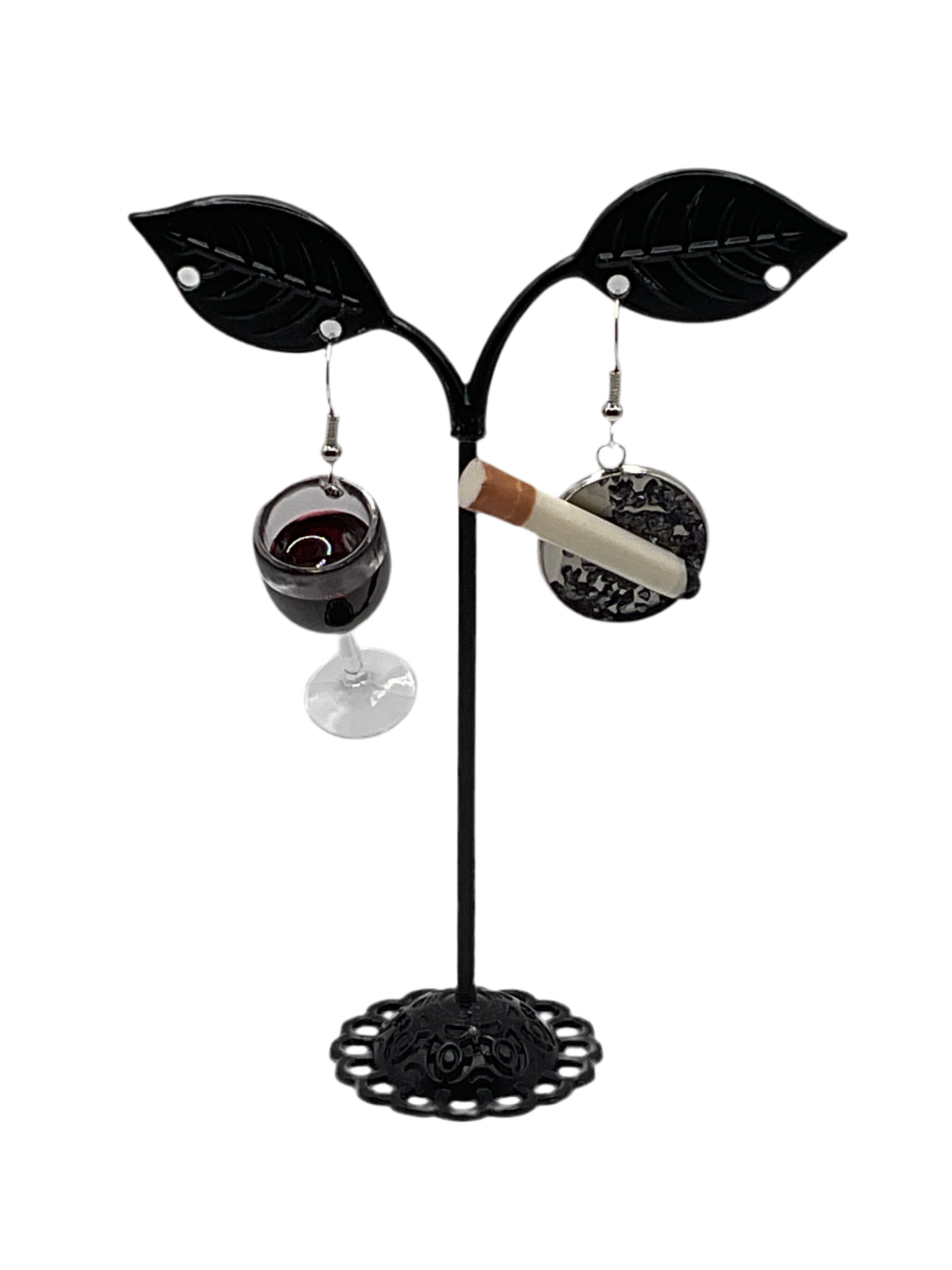 Red wine and cigarette earrings Main image